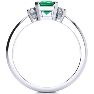 1ct Emerald and Diamond Ring Crafted In Solid 14K White Gold