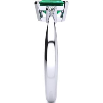 1ct Emerald and Diamond Ring Crafted In Solid 14K White Gold