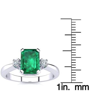 1ct Emerald and Diamond Ring Crafted In Solid 14K White Gold