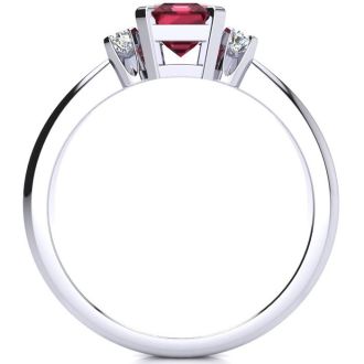 Garnet Ring: Garnet Jewelry: 1ct Garnet and Diamond Ring Crafted In Solid 14K White Gold