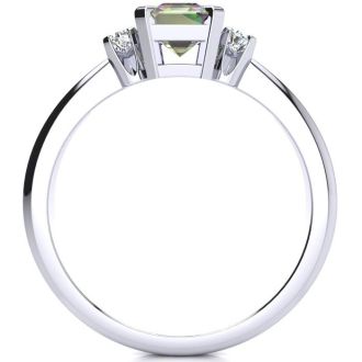 3 Carat Octagon Shape Mystic Topaz Ring With Diamonds In 14 Karat White Gold