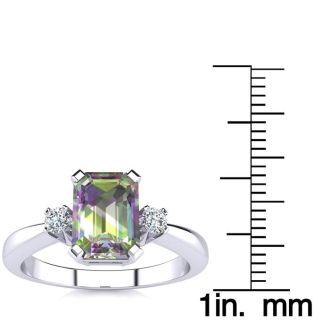 1ct Mystic Topaz and Diamond Ring Crafted In Solid 14K White Gold