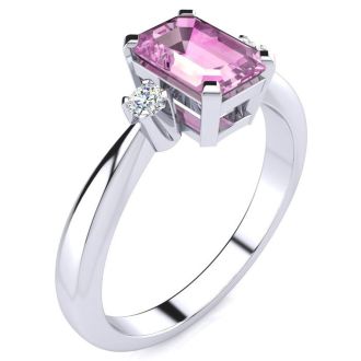 Pink Gemstones 1 Carat Pink Topaz and Diamond In 14K White Gold