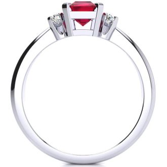 1ct Ruby and Diamond Ring Crafted In Solid 14K White Gold