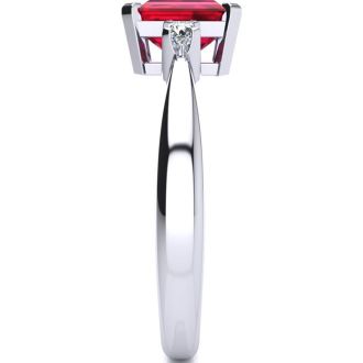 1ct Ruby and Diamond Ring Crafted In Solid 14K White Gold