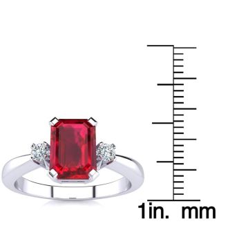 1ct Ruby and Diamond Ring Crafted In Solid 14K White Gold