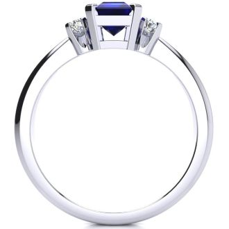 1ct Sapphire and Diamond Ring Crafted In Solid 14K White Gold
