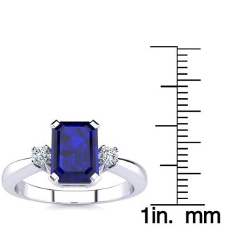 1ct Sapphire and Diamond Ring Crafted In Solid 14K White Gold