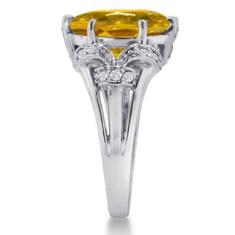 6ct Oval Citrine and Diamond Ring Crafted In Solid 14K White Gold