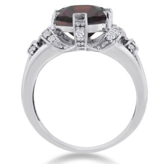 Garnet Ring: Garnet Jewelry: 6ct Oval Garnet and Diamond Ring Crafted In Solid 14K White Gold