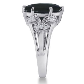 6ct Oval Sapphire and Diamond Ring Crafted In Solid 14K White Gold