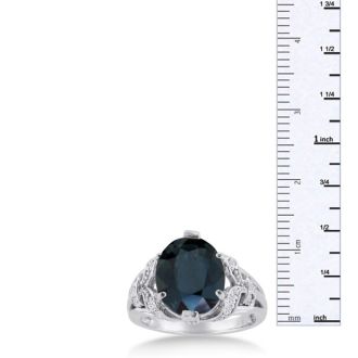 6ct Oval Sapphire and Diamond Ring Crafted In Solid 14K White Gold