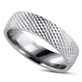 6 MM Brushed Finish Saw-Tooth Men's Titanium Ring Wedding Band