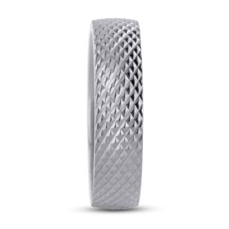 6 MM Brushed Finish Saw-Tooth Men's Titanium Ring Wedding Band