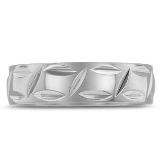 7 MM Polished Textured Men's Titanium Ring Wedding Band