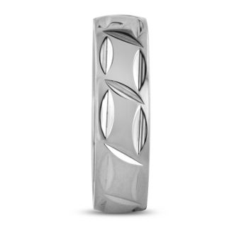 7 MM Polished Textured Men's Titanium Ring Wedding Band