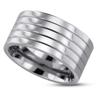 10 MM Polished Grooved Men's Titanium Ring Wedding Band