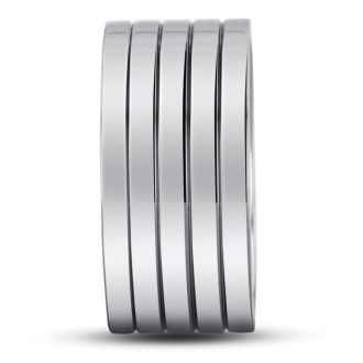 10 MM Polished Grooved Men's Titanium Ring Wedding Band