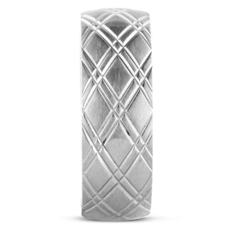 8 MM Brushed Argyle Design Men's Titanium Ring Wedding Band