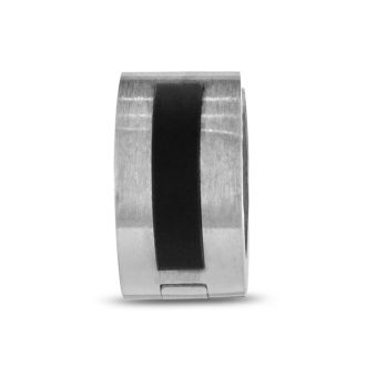 Men's 7 MM Two Tone Black Stainless Steel Hoop Huggie Earring