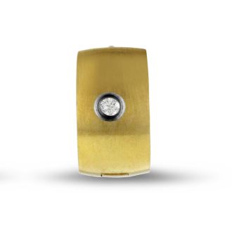 Men's 7 MM Brushed Gold Tone Stainless Steel Single Hoop Huggie Earring With Cubic Zirconia Accents
