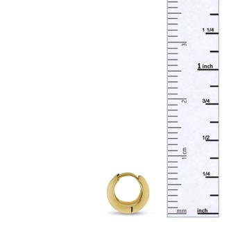 Men's 7 MM Brushed Gold Tone Stainless Steel Single Hoop Huggie Earring With Cubic Zirconia Accents
