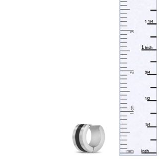 Men's 7 MM Polished Two Tone Black Stainless Steel Single Hoop Huggie Earring 
