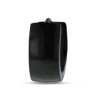 Men's 7 MM Polished Black Stainless Steel Hoop Huggie Earring
