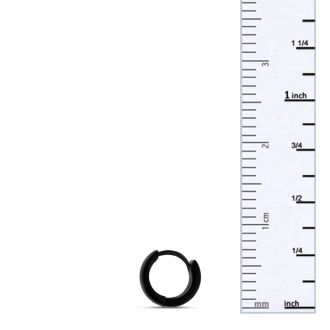 Men's 7 MM Polished Black Stainless Steel Hoop Huggie Earring
