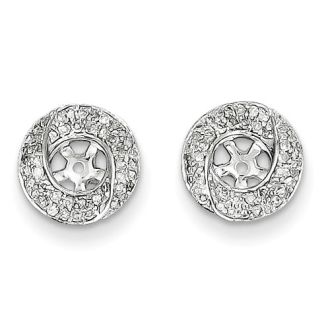 14K White Gold Pave Diamond Earring Jackets, Fits 1/3-1/2ct Stud Earrings
