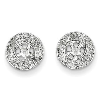 14K White Gold Pave Diamond Earring Jackets, Fits 1/3-1/2ct Stud Earrings
