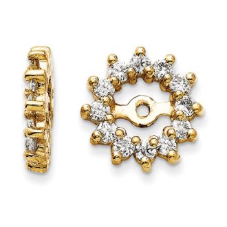 14K Yellow Gold Halo Sun Diamond Earring Jackets, Fits 3/4-1ct Stud Earrings
