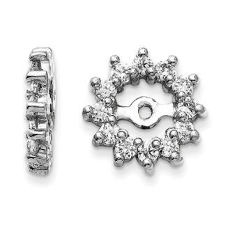 14K White Gold Halo Sun Diamond Earring Jackets, Fits 3/4-1ct Stud Earrings
