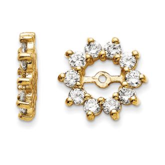 14K Yellow Gold Large Halo Sun Diamond Earring Jackets, Fits 3/4-1ct Stud Earrings
