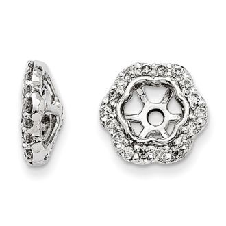 14K White Gold Floral Inspired Diamond Earring Jackets, Fits 1/3-1/2ct Stud Earrings
