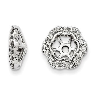14K White Gold Floral Inspired Diamond Earring Jackets, Fits 1/3-1/2ct Stud Earrings
