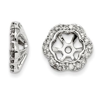 14K White Gold Floral Inspired Diamond Earring Jackets, Fits 3/4-1ct Stud Earrings
