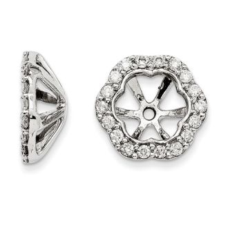 14K White Gold Floral Inspired Diamond Earring Jackets, Fits 1 3/4-2ct Stud Earrings
