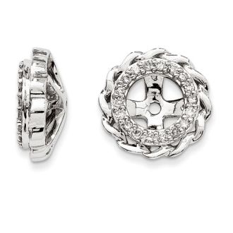 14K White Gold Modern Halo Diamond Earring Jackets, Fits 2ct Stud Earrings