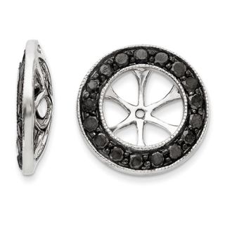 14K White Gold Large Black Diamond Earring Jackets, Fits 3 3/4-4ct Stud Earrings
