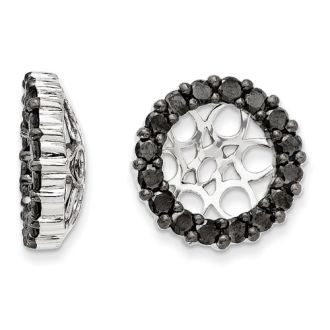 14K White Gold 4-Prong Black Diamond Earring Jackets, Fits 3 3/4-4ct Stud Earrings
