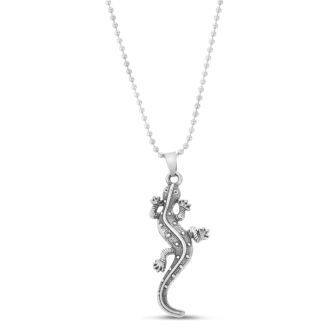Men's Stainless Steel Lizard Pendant, 20 Inches
