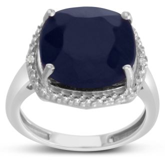 9ct Cushion Cut Sapphire and Halo Diamond Ring Crafted In Solid Sterling Silver