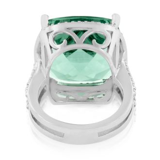 12ct Green Amethyst and Diamond Ring