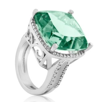 12ct Green Amethyst and Diamond Ring