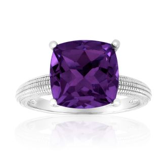 5ct Cushion Cut Amethyst Ring Crafted In Solid Sterling Silver