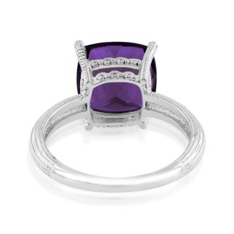 5ct Cushion Cut Amethyst Ring Crafted In Solid Sterling Silver