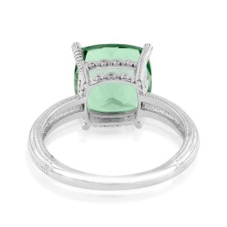 5ct Cushion Cut Green Amethyst Ring
