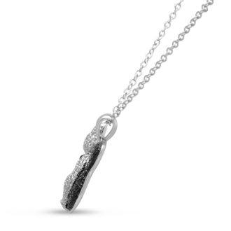 Black and White Diamond Squirrel and Nut Necklace Crafted In Solid Sterling Silver, 18 Inches