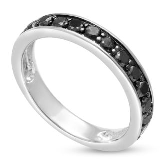 1/2ct Black Diamond Wedding Band Crafted In Solid Sterling Silver